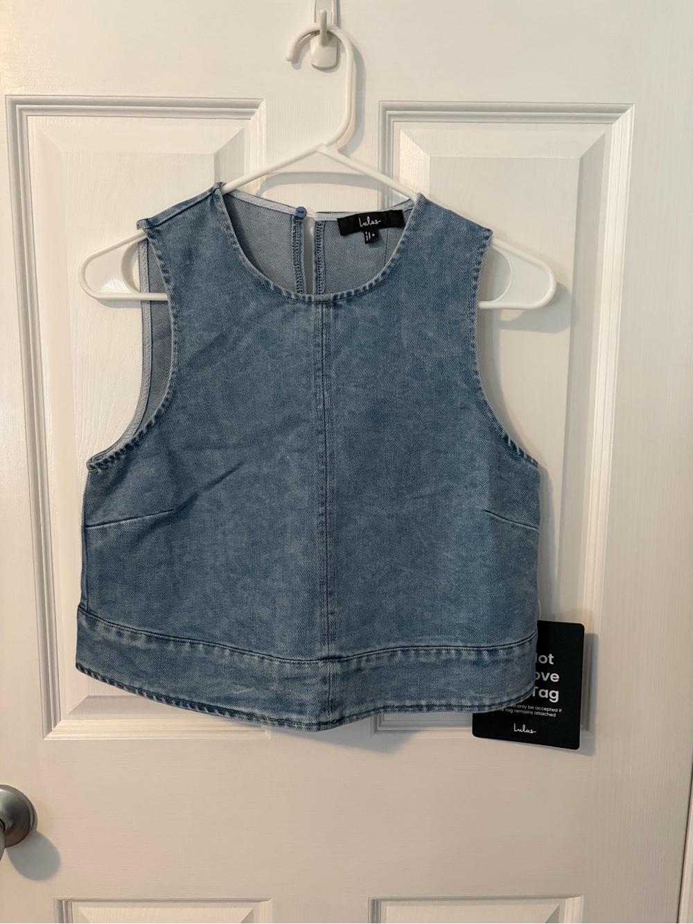 Lulu's Light Blue Denim Crop Tank